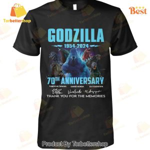 Godzilla 1954-2024 70th Anniversary Siganture Thank You For The Memories Unisex T-Shirt