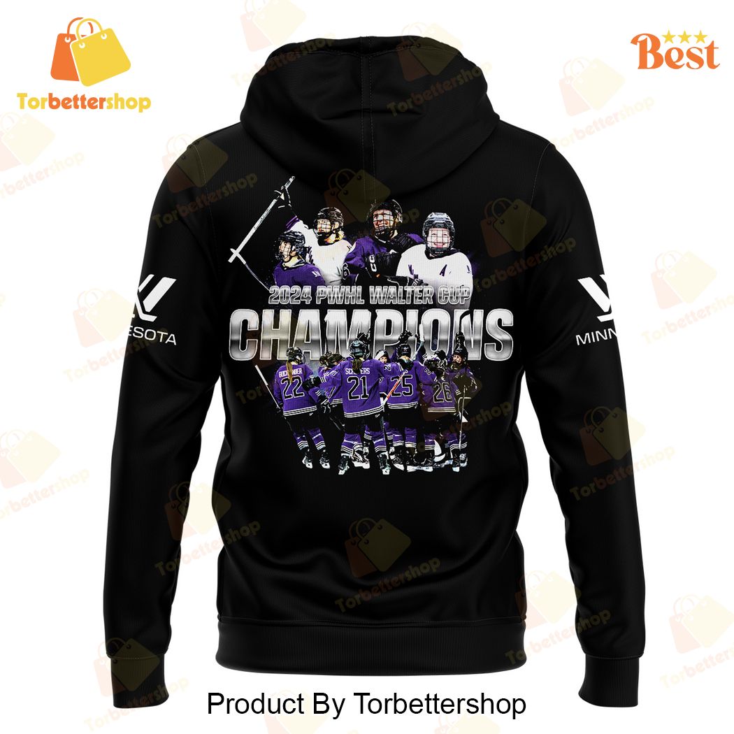 Minnesota PWHL Champions Walter Cup Black Hoodie