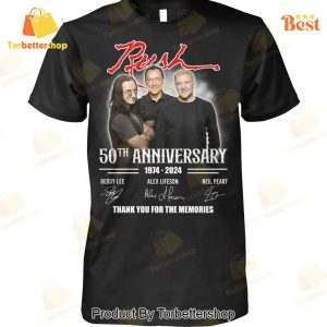 Rush Rock Band 50th Anniversary 1974-2024 Soignature Thank You For The Memories Unisex T-Shirt